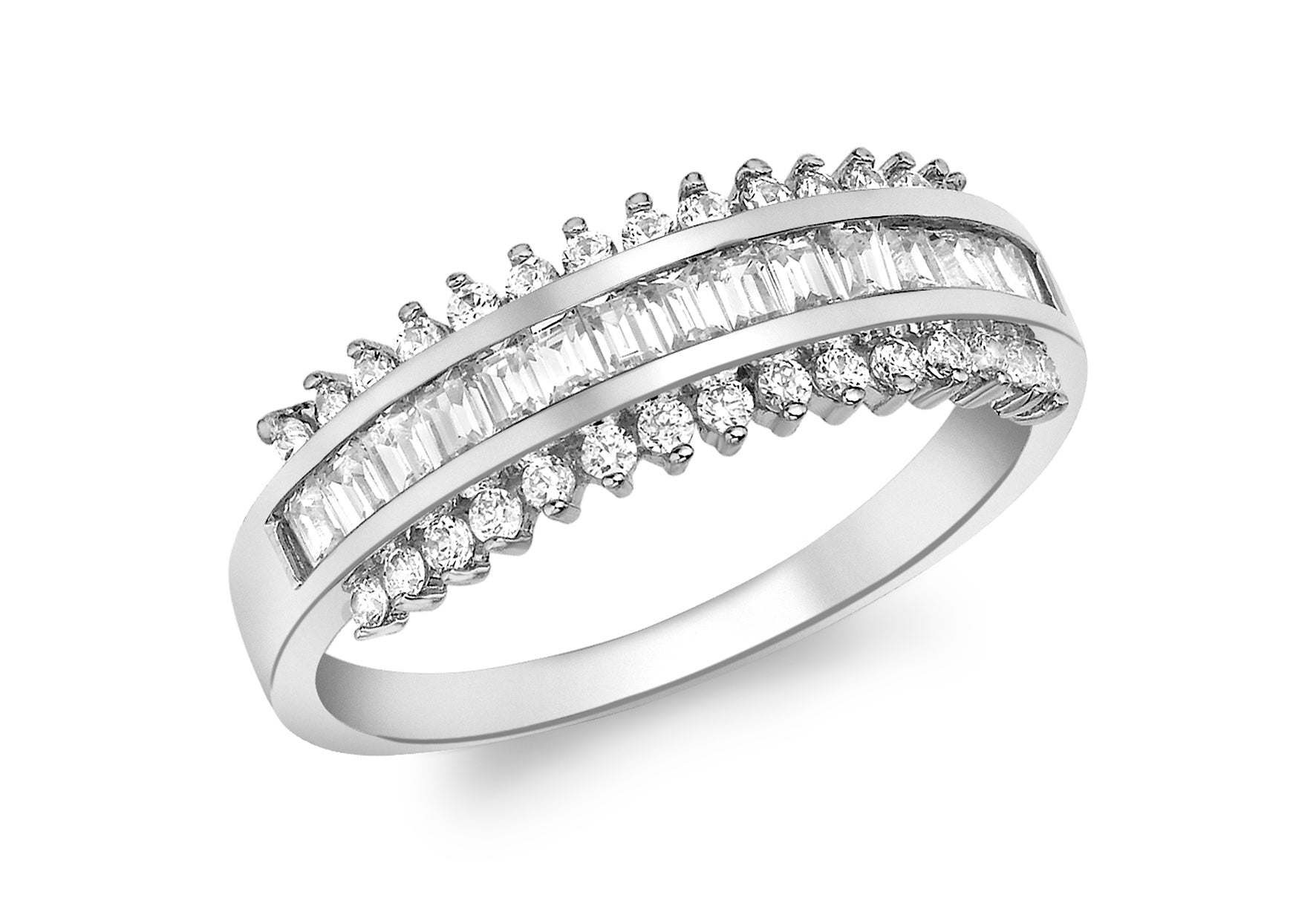 9ct Yellow Gold Baguette Zirconia Track Ring