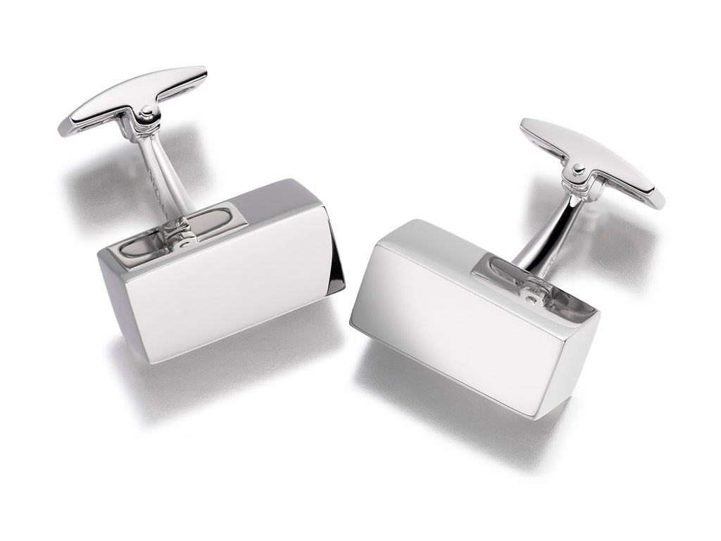 Hoxton London Men's Sterling Silver Retangle Blok Cufflinks