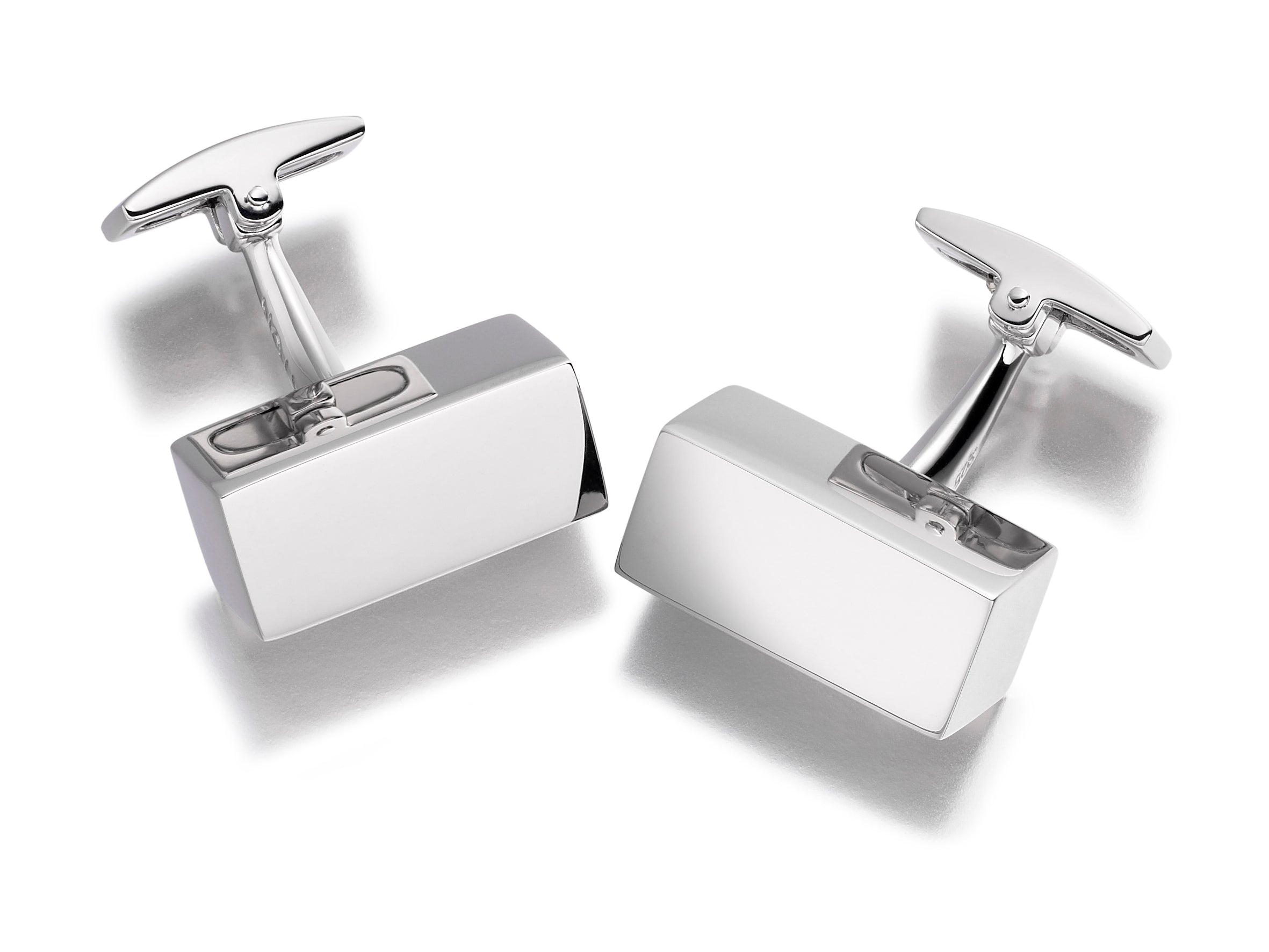 Hoxton London Men's Sterling Silver Retangle Blok Cufflinks