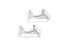 Hoxton London Men's Sterling Silver and Black and White Agate Retangle Cufflinks