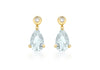 9ct Yellow Gold 0.01t Diamond and Aquamarine Pear Drop Earrings