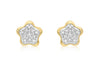9ct Yellow Gold 0.17t Diamond Pave Set Flower Stud Earrings