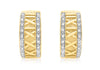 9ct Yellow Gold 0.16t Diamond Roman Numeral Half-Band Earrings