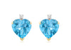 9ct Yellow Gold 0.03t Diamond and Blue Topaz Heart Stud Earrings