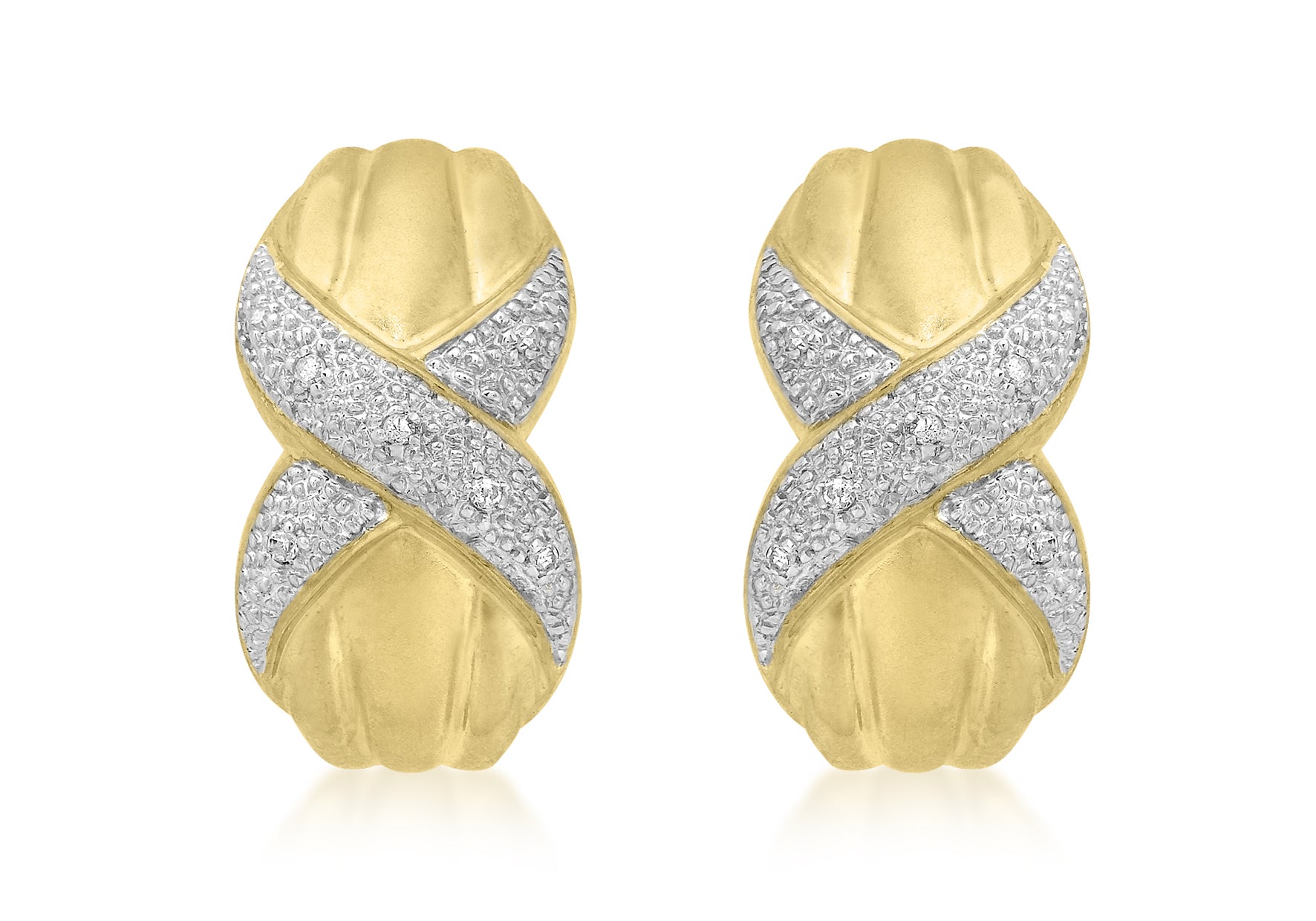 9ct Yellow Gold 0.07t Diamond Kiss Earrings