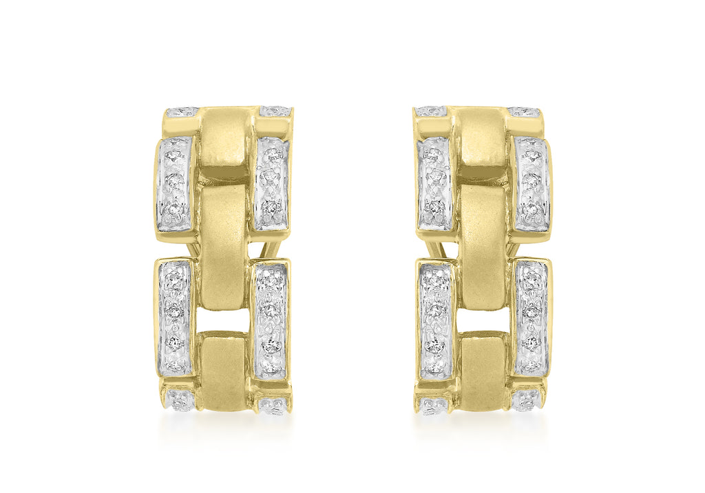 9ct Yellow Gold 0.24t Diamond Link Earrings