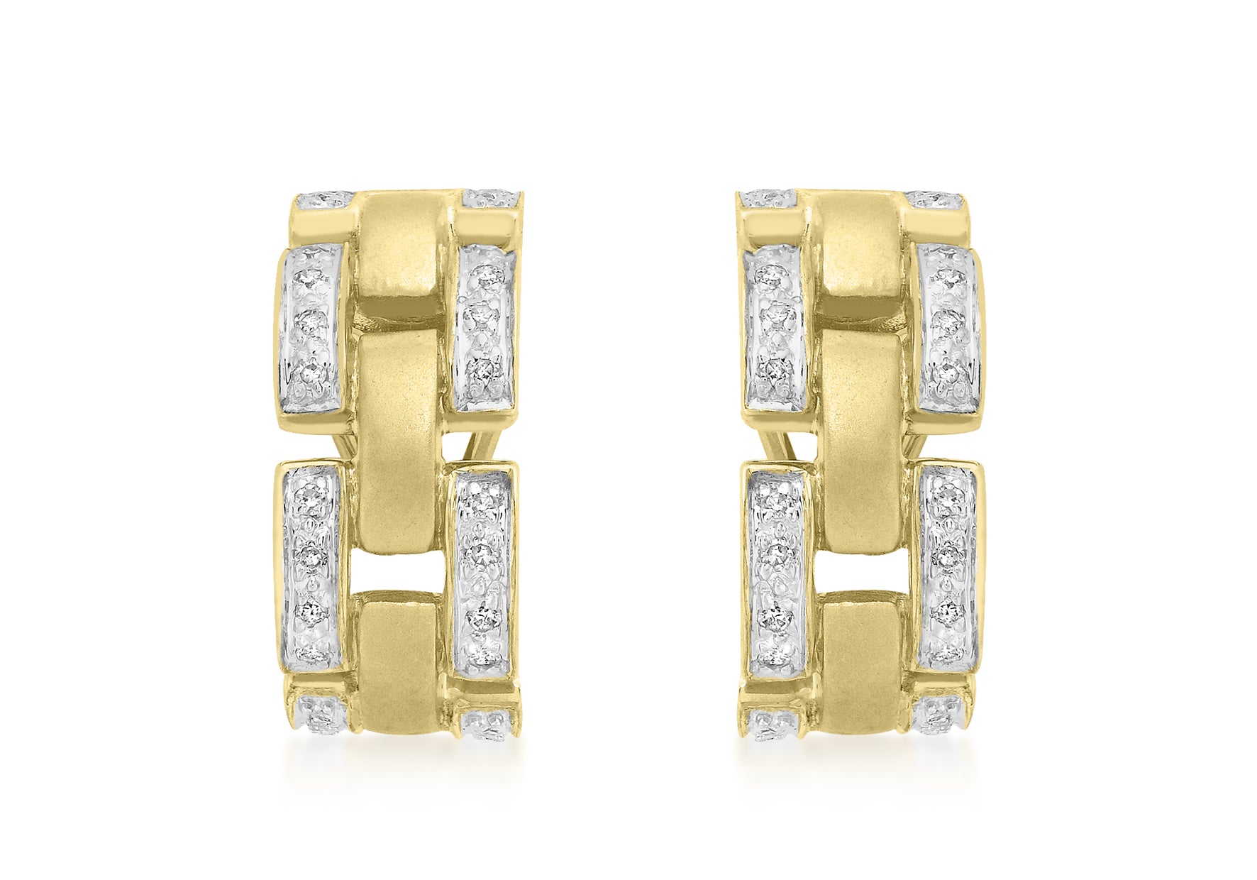 9ct Yellow Gold 0.24t Diamond Link Earrings