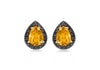 9ct Yellow Gold 0.23 Black Diamond and Teardrop   9mm x 11mm Stud Earrings