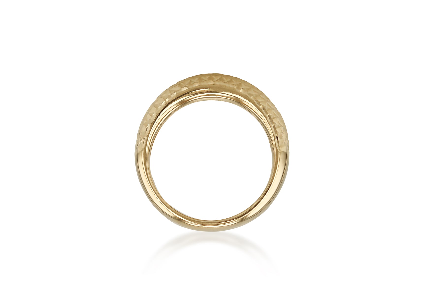 9ct Yellow Gold Diamond Cut Pine Dome Ring