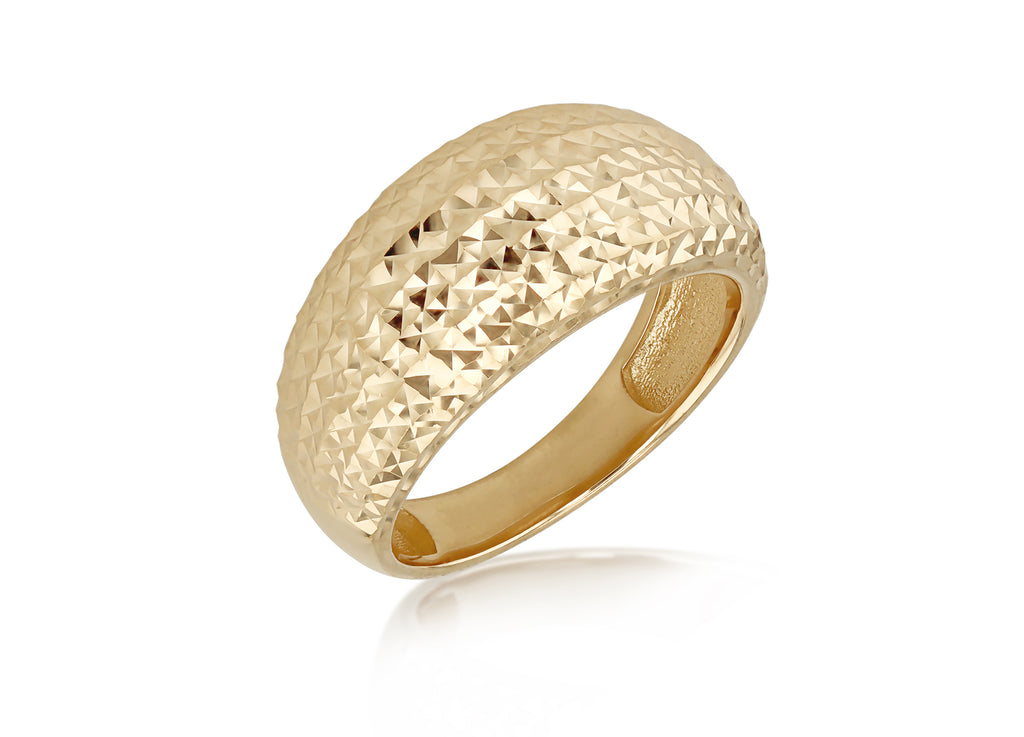 9ct Yellow Gold Diamond Cut Pine Dome Ring