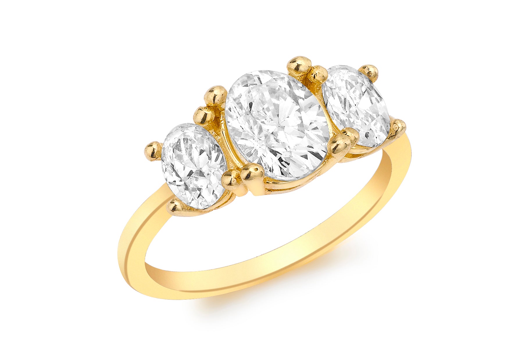 9ct Yellow Gold 3-Stone Oval Zirconia  Graduated Ring