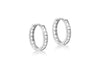 9ct White Gold Zirconia  15mm Huggy Earrings