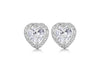9ct White Gold Heart Zirconia  and Pave Set 9mm x 9mm Stud Earrings