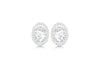 9ct White Gold Oval Zirconia  and Pave Set 9mm x 12mm Stud Earrings