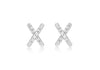9ct White Gold Zirconia  5.8mm x 8mm Cross Stud Earrings
