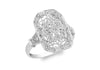 9ct White Gold 0.10ct Diamond Rectangular Filigree Ring