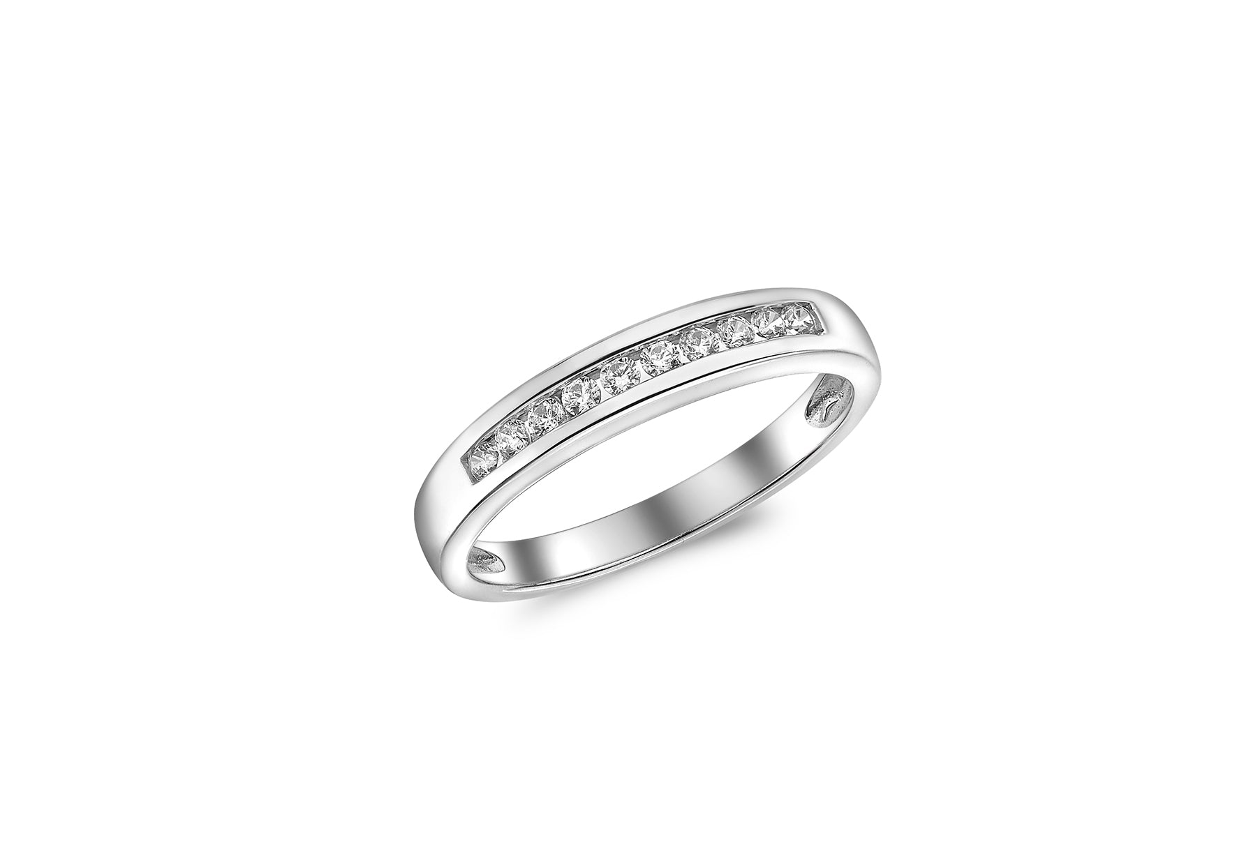 9ct White Gold Zirconia  Channel Set Ring