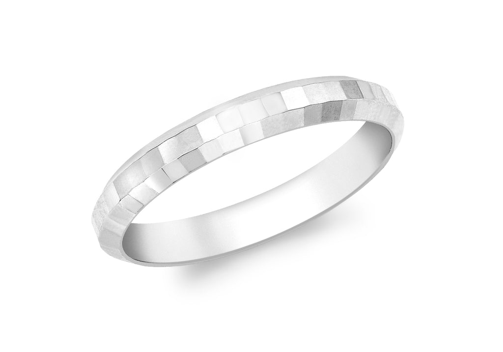 9ct White Gold FacetedBand Ring