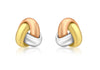 18ct 3-Colour Gold Small Triple-Knot Stud Earrings