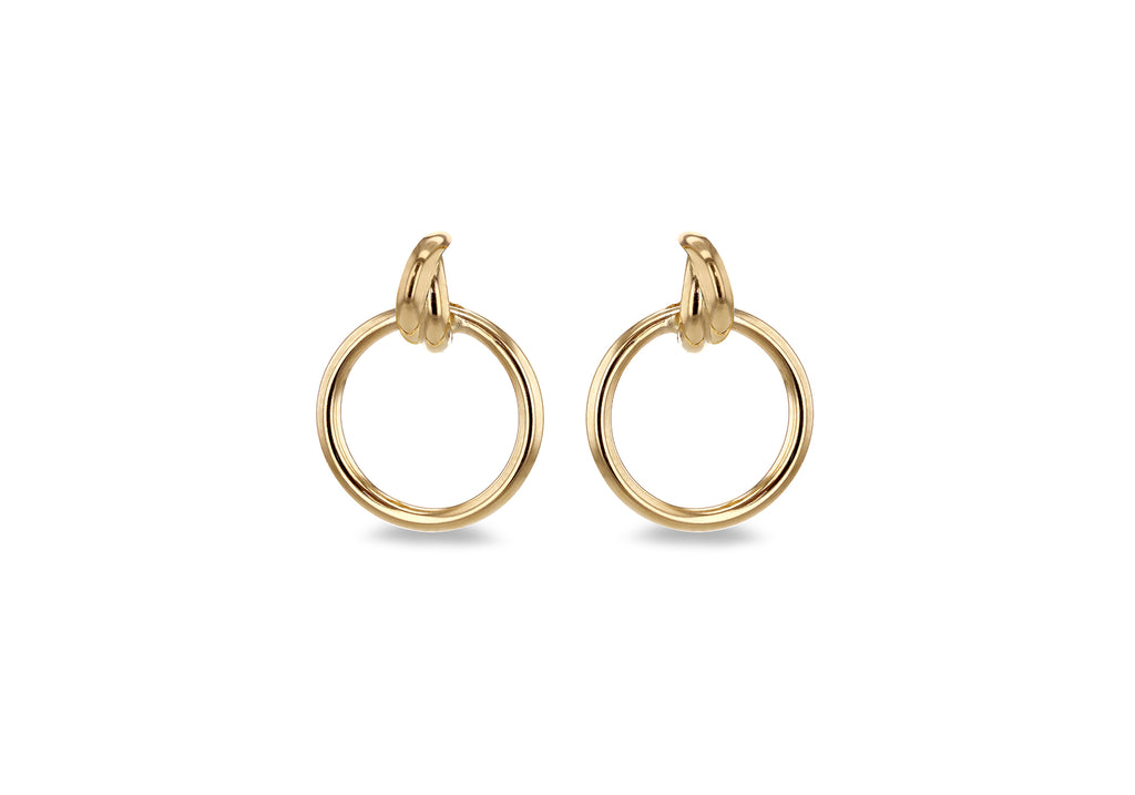 18ct Yellow Gold Bail Circle Stud Earrings