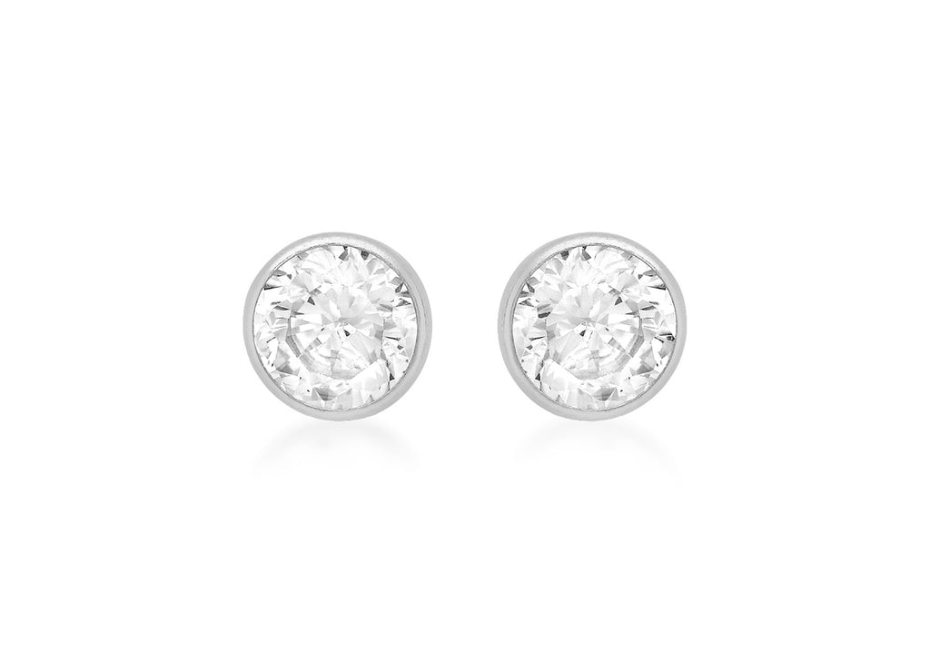 18ct White Gold 5mm Round Zirconia  Stud Earrings
