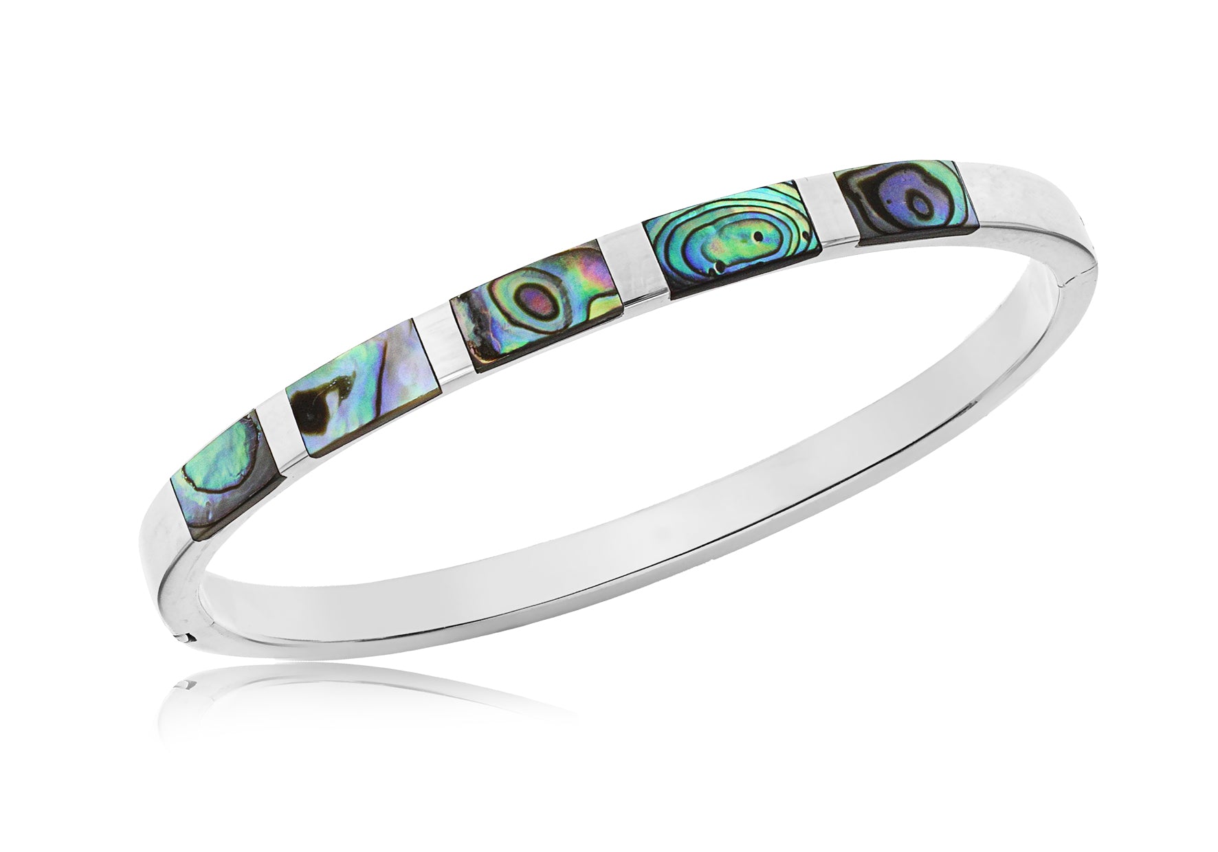 Sterling Silver Paua Shell 5mm Bangle