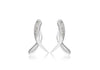Sterling Silver Zirconia  Set Ribbon Stud Earrings